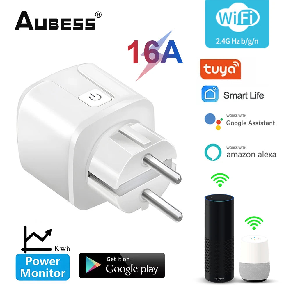 Aubess Tuya Smart Home Plug EU 20/16A WiFi Zigbee Smart Plug Power Outlet Timing Function Voice Control Via Alexa Google Home