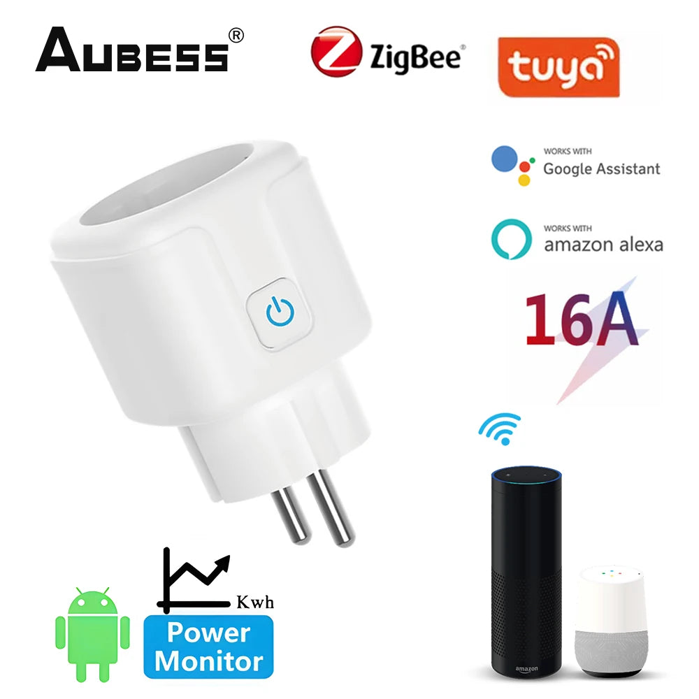 Aubess Tuya Smart Home Plug EU 20/16A WiFi Zigbee Smart Plug Power Outlet Timing Function Voice Control Via Alexa Google Home