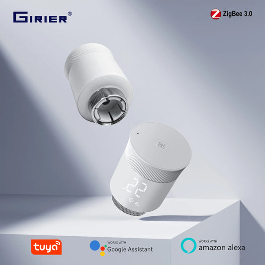 GIRIER Tuya Smart Radiator Thermostat, ZigBee Thermostatic Radiator Valve, Mini TRV for Heating, Works with Alexa Google Home