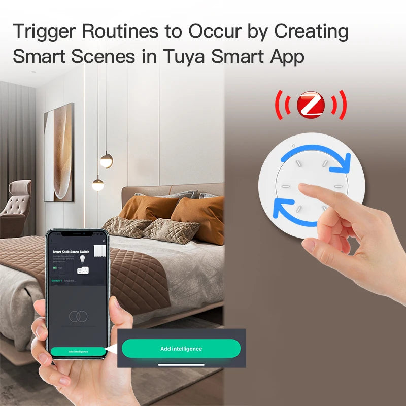 Tuya ZigBee Smart Knob Switch Wireless Scene Switch Button  Remote Dimmer Battery Powered Automation Scenario Smart Life APP