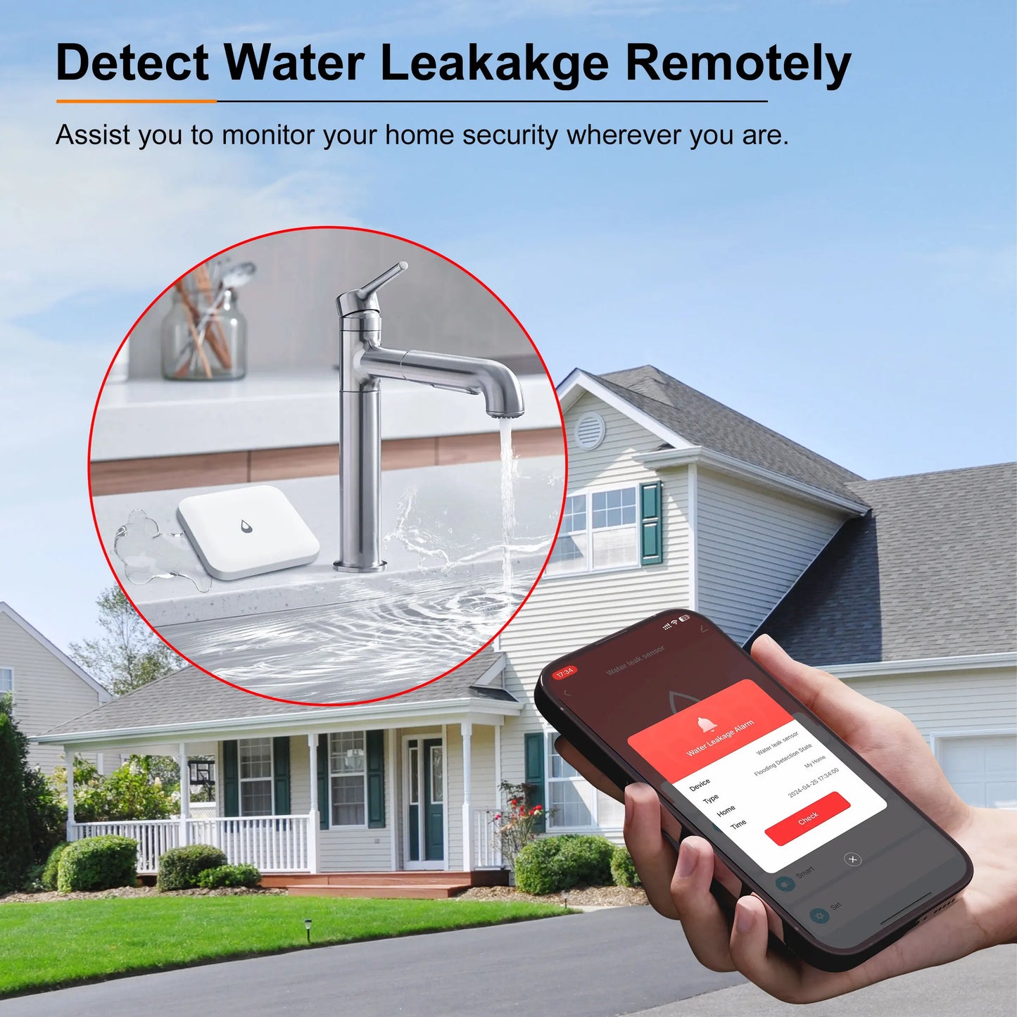 GIRIER Tuya Smart ZigBee Water Leak Detector Wireless Water Leakage Sensor for Home Overflow Monitoring Work with Home Assistant