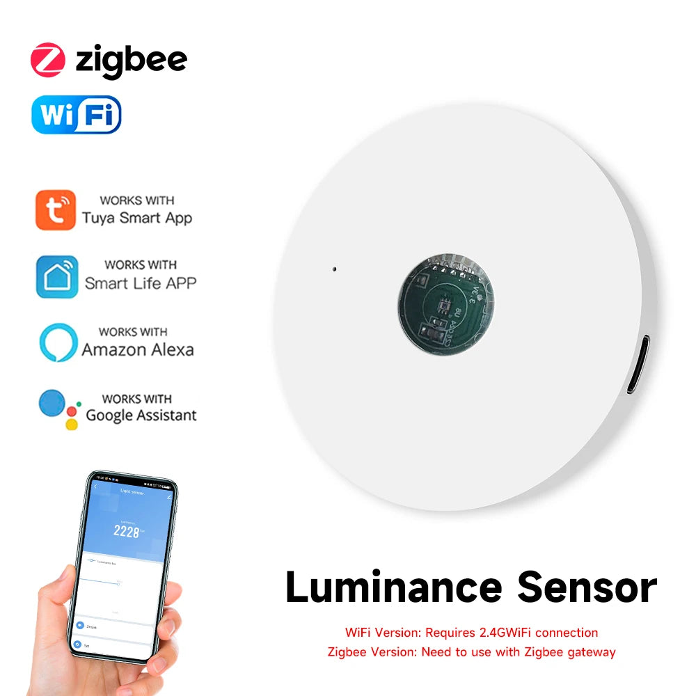 Tuya WiFi/ZigBee Light Sensor Luminance Sensor Illumination Brightness Detector Home Automation with Smart Life Device Linkage