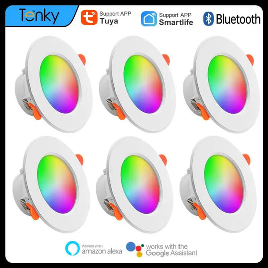 Tuya Smart Bluetooth RGB Dimmable Downlight Colorful Spot LED Lamp Recessed Round Light Smart Home Works With Alexa Google Home