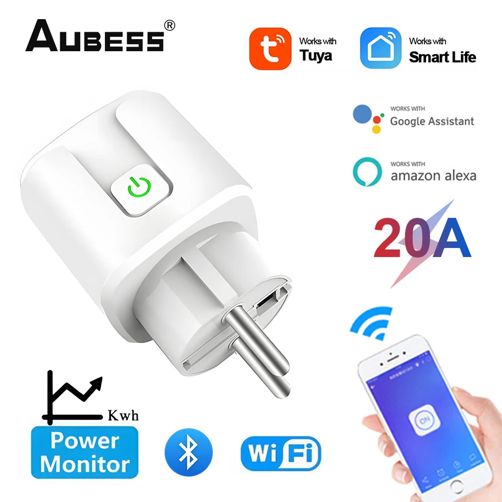 Aubess Tuya Smart Home Plug EU 20/16A WiFi Zigbee Smart Plug Power Outlet Timing Function Voice Control Via Alexa Google Home