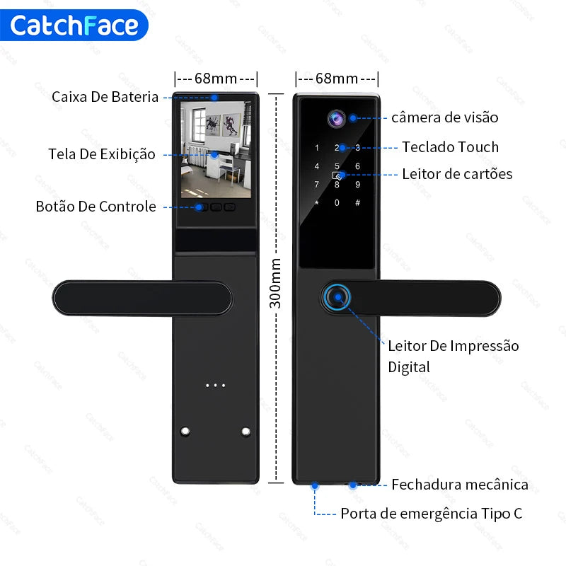 Brazil Tuya Smart Door Lock Portuguese Voice Digital Electronic Lock Bluetooth APP Fingerprint Password RFID Unlock For Home