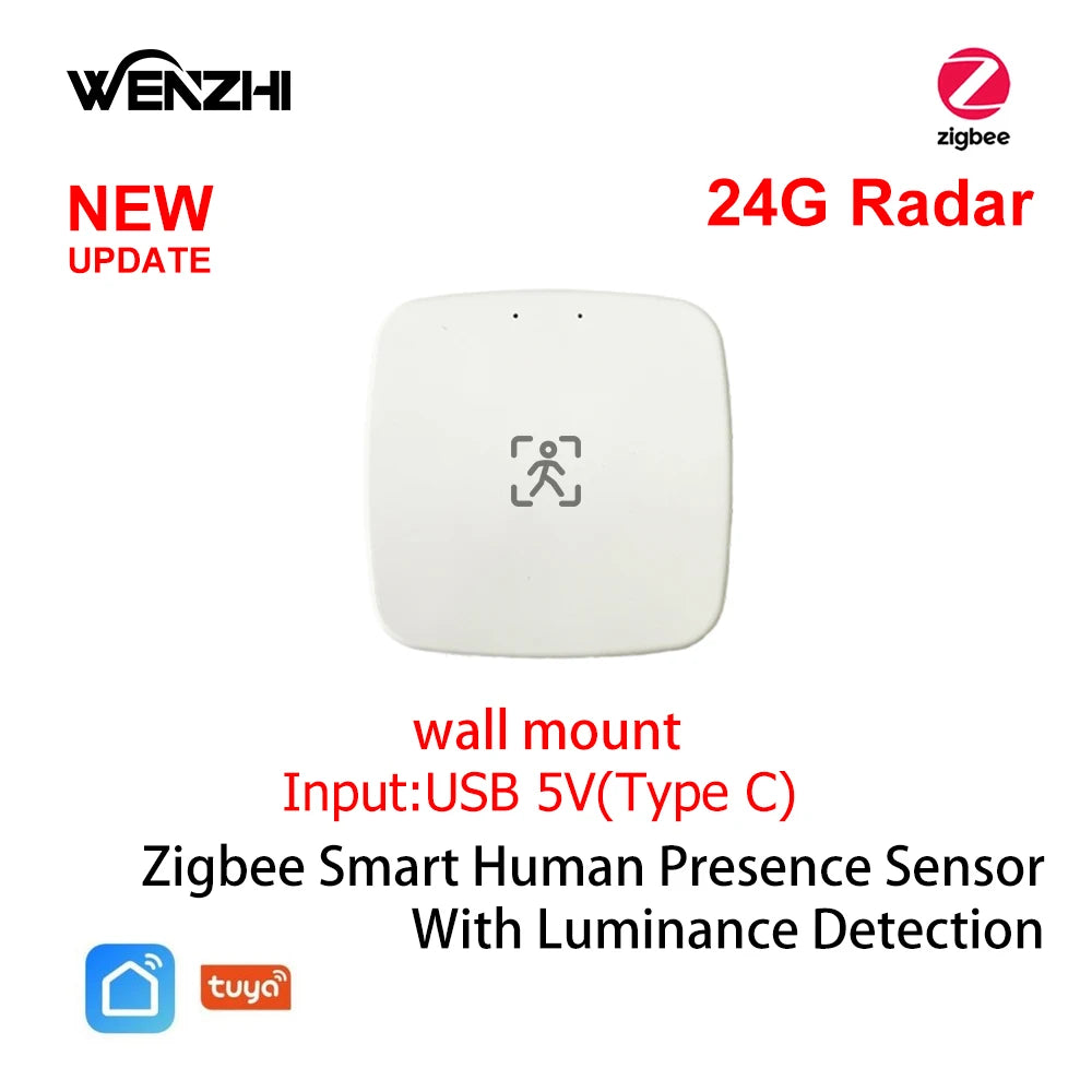 ZigBee Wifi MmWave Human Presence Motion Sensor With Luminance/Distance Detection 5/110/220V Tuya Smart Life Home Automation