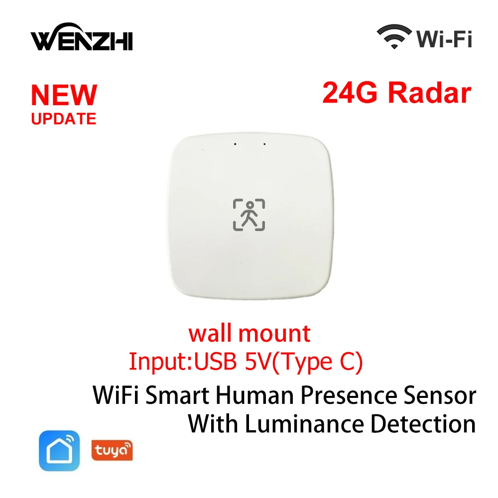 ZigBee Wifi MmWave Human Presence Motion Sensor With Luminance/Distance Detection 5/110/220V Tuya Smart Life Home Automation