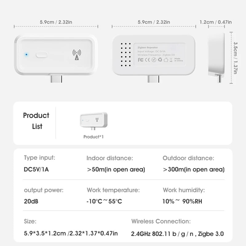 New New Tuya Smart Home Zigbee Repeater Type-C Extender Signal Expansion Transmission Repeater Gateway Wireless Bridge