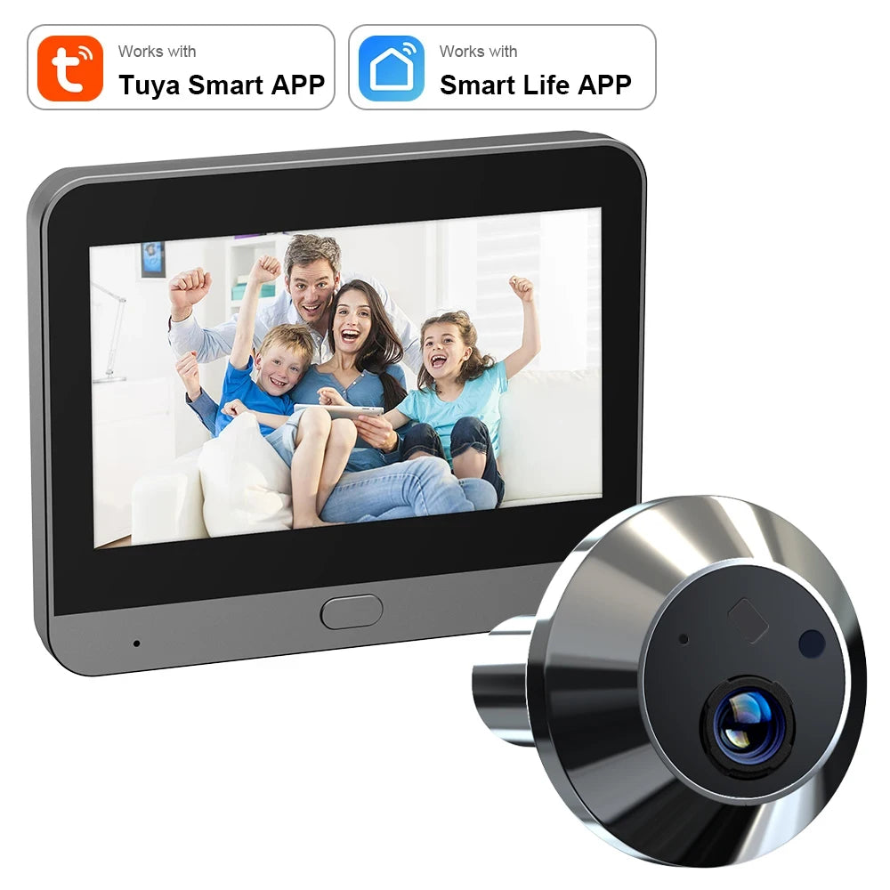 Mini Smart Life Tuya 3MP 140° Wide View Angle 2.4Ghz WiFi Magic Door Peephole Eye PIR Camera Digital Door Viewer Battery Powered