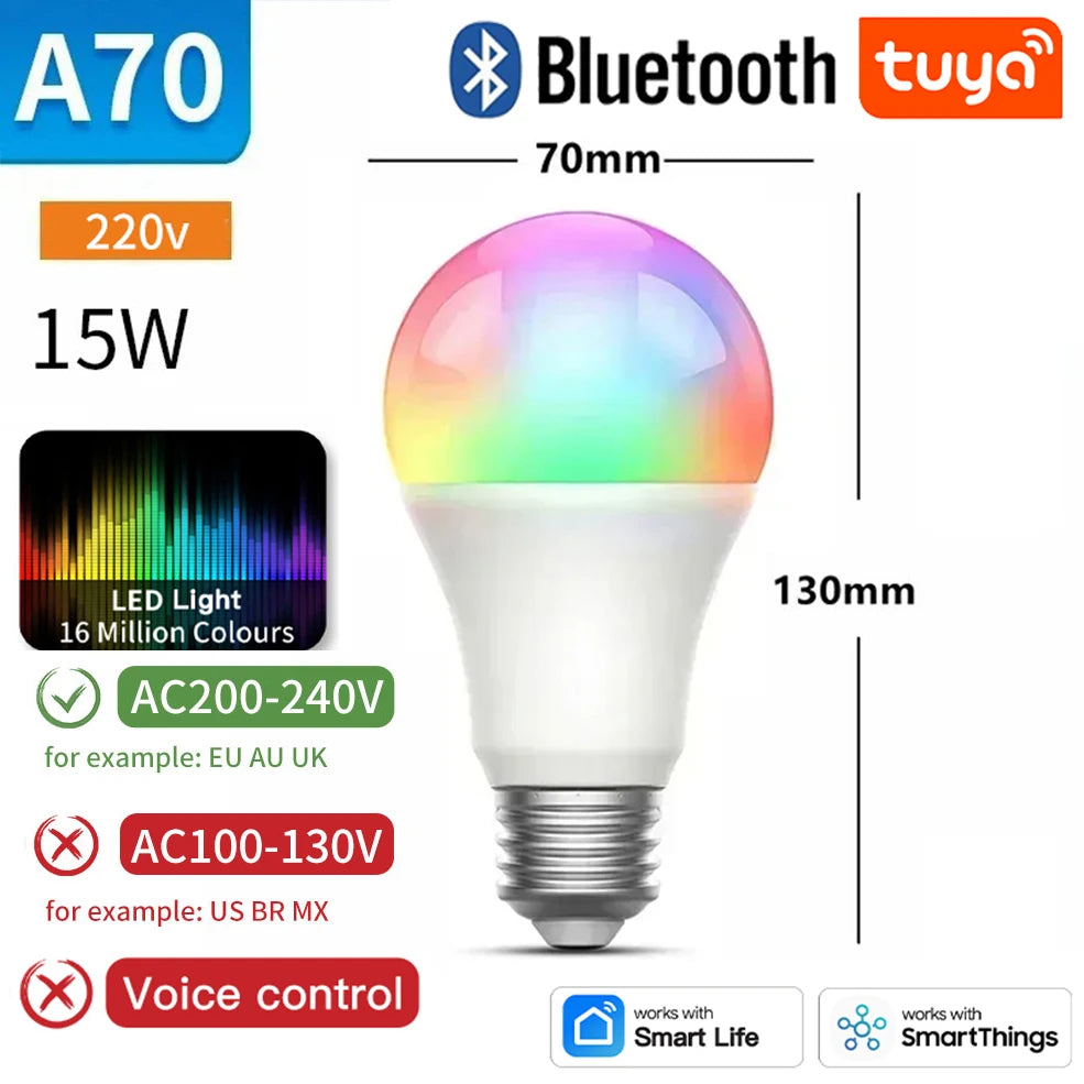 TNCE Tuya E27 Bulb WIFI Zigbee Bluetooth, Dimmable Light LED lamps 2700-6500k RGB, Smart Life APP, Voice with Alexa Google Home